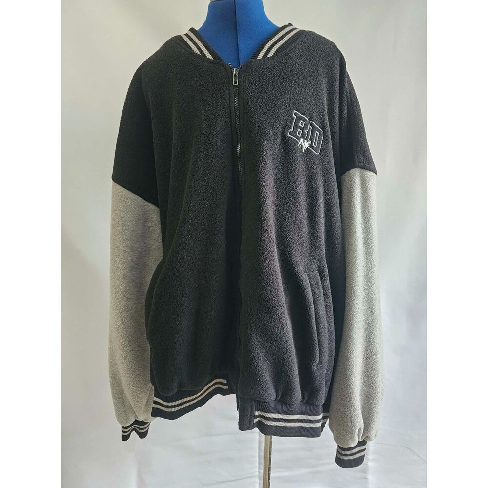 Vintage Big Dogs Men’s 5X Varsity Jacket Black Gray Fleece Y2K Big & Tall